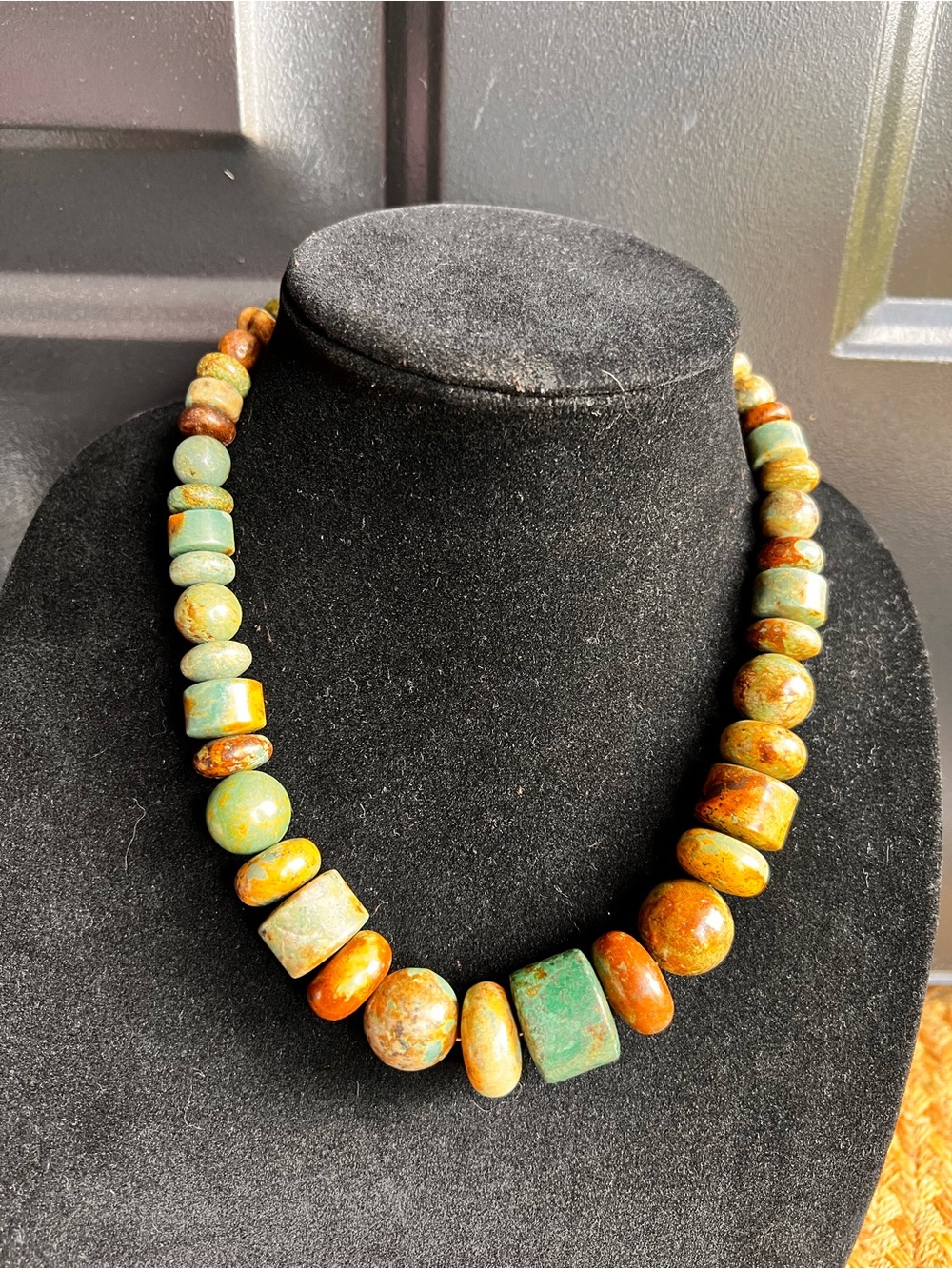 Jay King DTR mine finds Green and Brown Natural Stone Bead Necklace